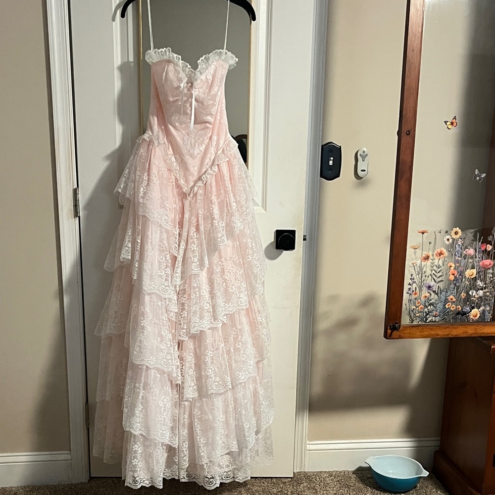 Zum Zum by Niki Livas Pink Lace Prom Dress